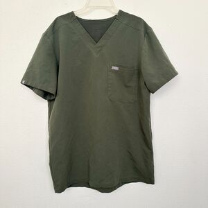 FIGS Leon Scrub Top Moss Green Short Sleeve One Pocket Men's Small